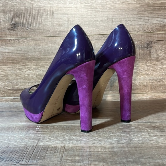 Vince Camuto‎ Graph Peep-Top Platform Purple Python Peep Toe Heels - Picture 4 of 15